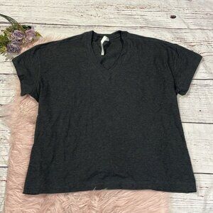Side Tie V-Neck Oversized T-Shirt Heathered Black